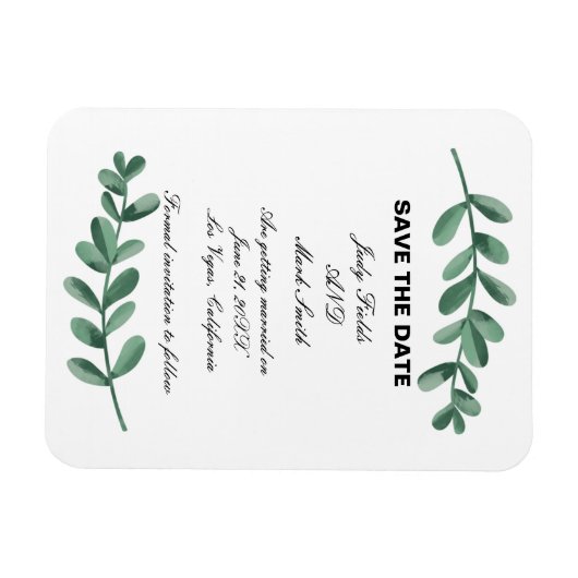 De elegante groene Waterverf laat sparen de Datum Magneet (Horizontaal)