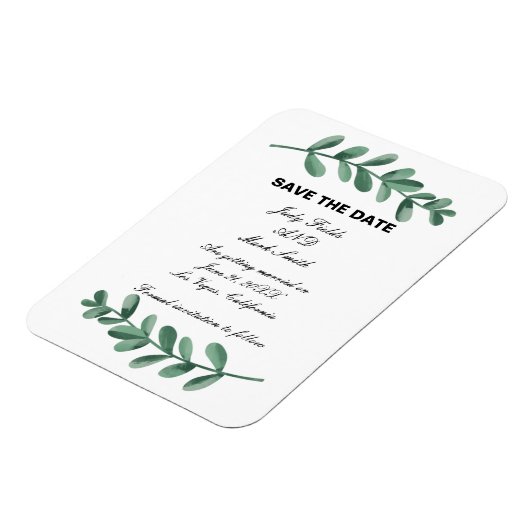 De elegante groene Waterverf laat sparen de Datum Magneet (Linkerzijde)