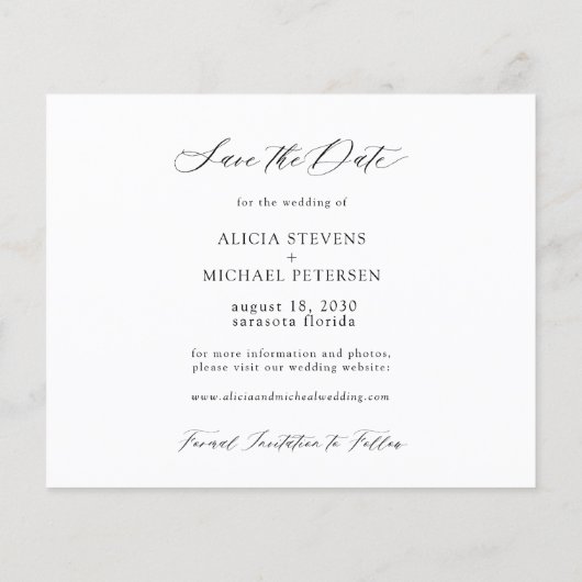 De elegante het trouwen van de manuscriptfoto van  flyer (Achterkant)