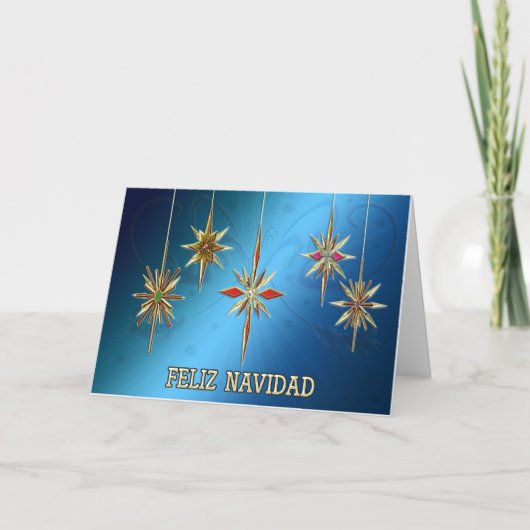 De elegante kaart van Feliz Navidad met ornamenten (Voorkant)