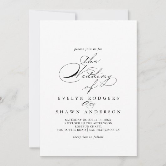 De elegante kalligrafie van bruiloft kaart (Voorkant)