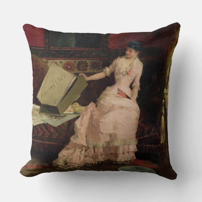 De elegante kenner, 1883 (olieverf op doek) kussen (Voorkant)
