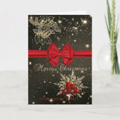 De elegante Klokken van Kerstmis, Kaarsen, Rode Feestdagen Kaart (Voorkant)