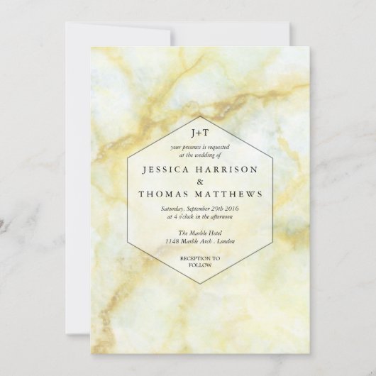 De Elegante Marmer Effect Trouwcollectie Kaart (Voorkant)