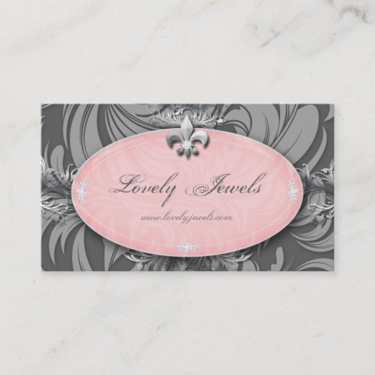 De elegante Mode Fleur DE lis Grijs Pink van Visitekaartje (Voorkant)