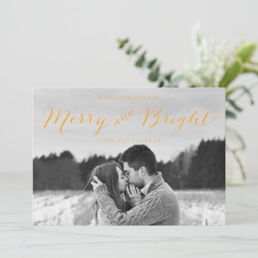 DE ELEGANTE MODERNE VROLIJKE EN HELDERE GOUDEN FEESTDAGENKAART (Staand voorkant)