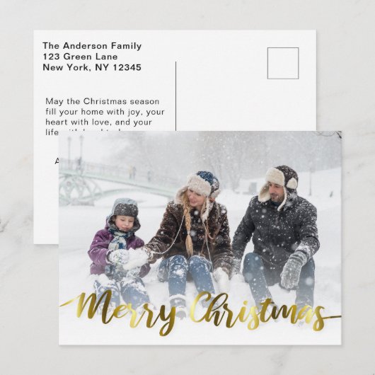 De elegante Moderne Vrolijke Foto van de Folie van Briefkaart (Voorkant / Achterkant)