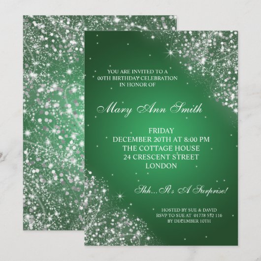 De elegante Partij die van de Verjaardag schittert Kaart (Voorkant / Achterkant)