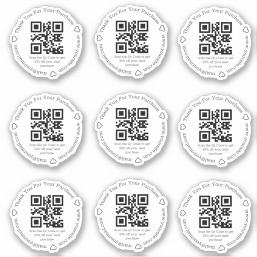 de elegante qr code kleine bedrijfskorting dank u sticker (Voorkant)
