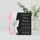 De elegante Roze en Zwarte Douche van het Meisje Kaart (Staand voorkant)