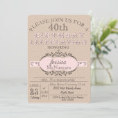 De elegante Roze Uitnodiging van de Verjaardag van (Staand voorkant)