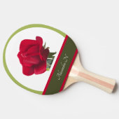 De elegante speler: Rode roos schilderij Tafeltennisbatje (Zijkant)