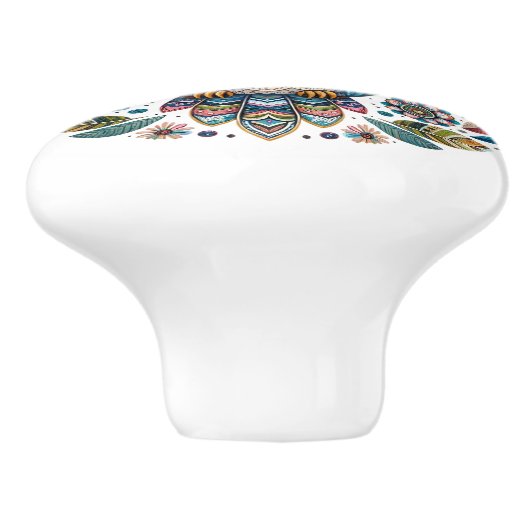 De elegante uil keramische knop (Zijkant)