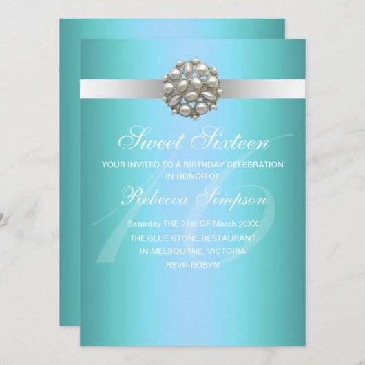 De elegante Uitnodiging van 16 Verjaardag van de (Voorkant / Achterkant)