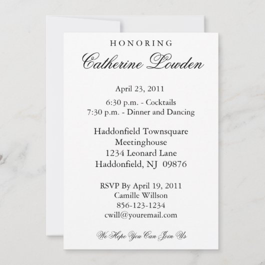 De elegante Uitnodiging van de Partij van de (Achterkant)