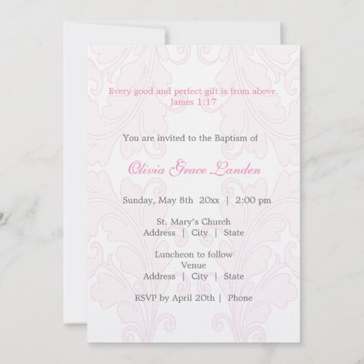 De elegante Uitnodiging van het Doopsel van het Me (Achterkant)