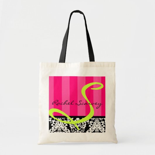 De elegante Zak van het Damast & van de Streep Tote Bag (Voorkant)