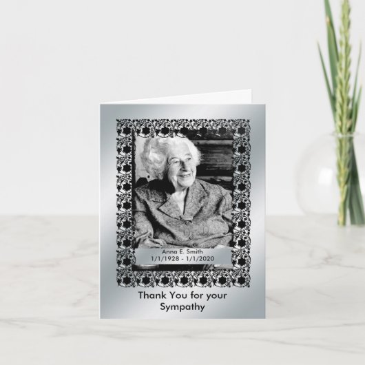 De elegante Zilveren Foto dankt u voor Uw Bedankkaart (Voorkant)