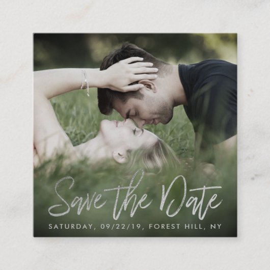 De elegante Zilveren Foto van het Manuscript van Informatiekaartje (Voorkant)