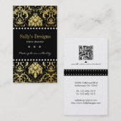 De elegante Zwarte & Gouden Binnenlandse Ontwerper Visitekaartje (Voorkant / Achterkant)