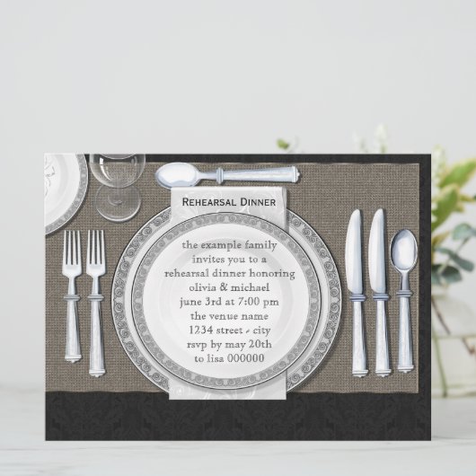 De elegante Zwarte Uitnodigingen van het Diner van (Staand voorkant)