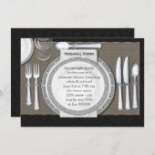 De elegante Zwarte Uitnodigingen van het Diner van (Voorkant / Achterkant)