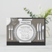 De elegante Zwarte Uitnodigingen van het Diner van (Staand voorkant)