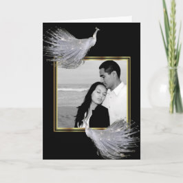 De Elegantie van de pauw in Zwart, Gouden, Wit Bedankkaart