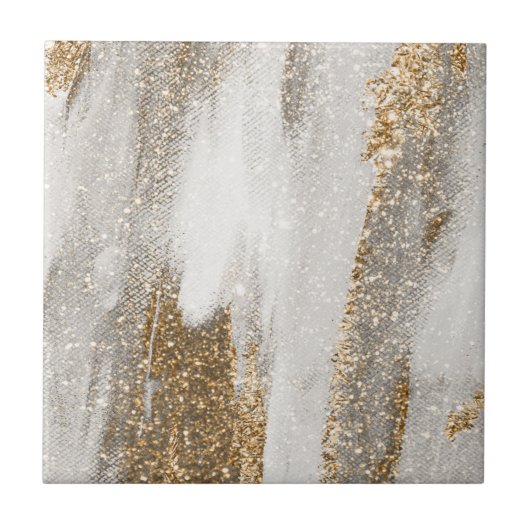 De elegantie van gouden en witte keramische tegel tegeltje (Voorkant)