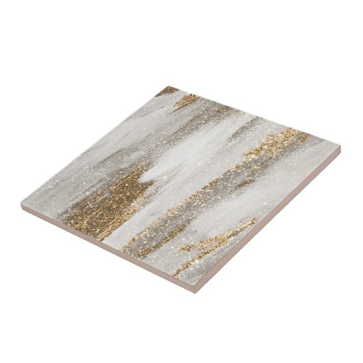 De elegantie van gouden en witte keramische tegel tegeltje (Zijkant)