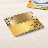 De elegantie van gouden schaduwen kartonnen onderzetters (Gebogen)