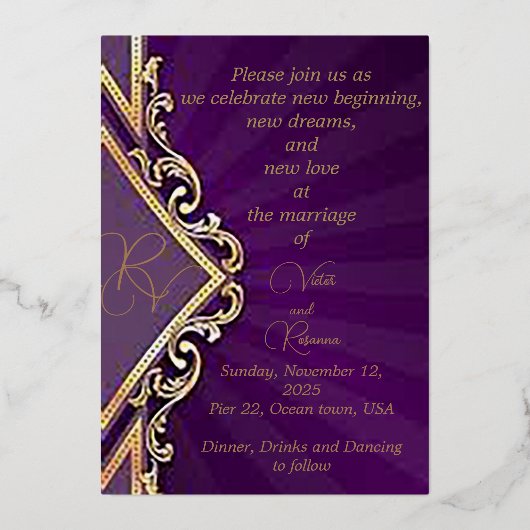 De elegantie van liefde folie trouwkaart folie uitnodiging (Voorkant)