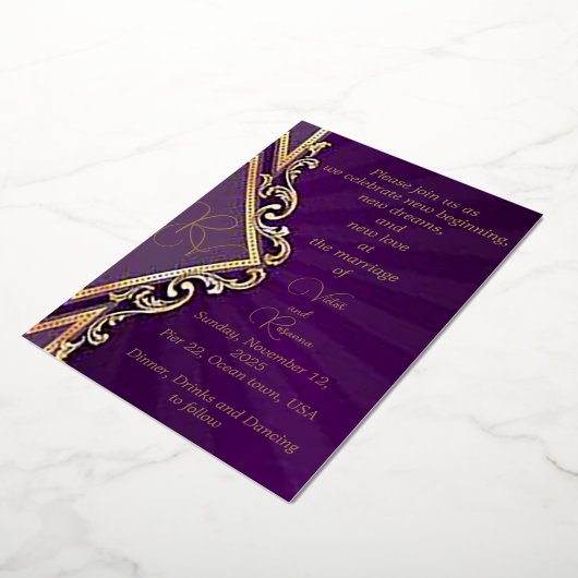 De elegantie van liefde folie trouwkaart folie uitnodiging (Gedraaid)