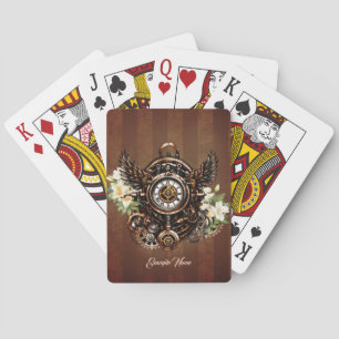 De elegantie van Steampunk Floral Magic Pokerkaarten