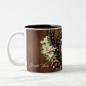 De elegantie van Steampunk Floral Magic Tweekleurige Koffiemok (Links)