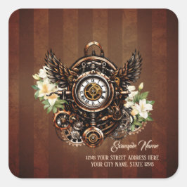 De elegantie van Steampunk Floral Magic Vierkante Sticker
