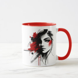De elegantie van zwart en rood is modern. mok
