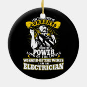 De elektricien ben ik de houder van stroom. keramisch ornament (Achterkant)