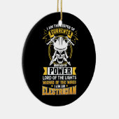 De elektricien ben ik de houder van stroom. keramisch ornament (Rechts)