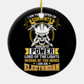 De elektricien ben ik de houder van stroom. keramisch ornament (Achterkant)