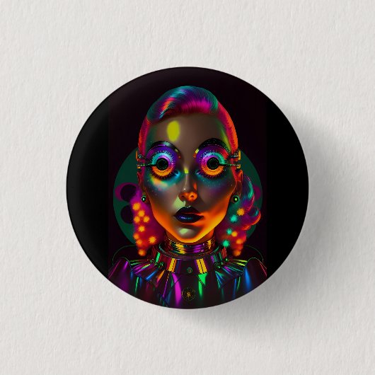 De Elektrische Vrouw Ronde Button 3,2 Cm (Voorkant)
