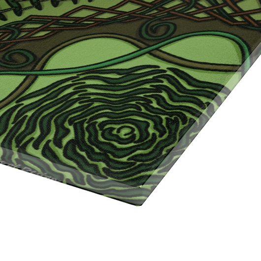 De elementen Mandalas glazen snijplank (Hoek)