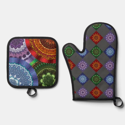 De elementen Mandalas Ovenwant & Pannenlap Set (Voorkant)