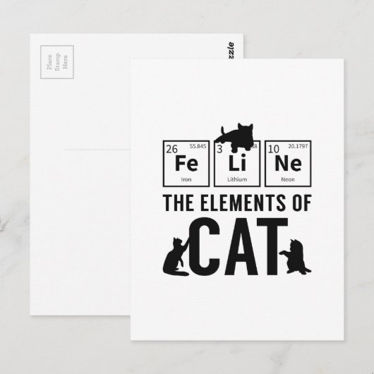 De elementen van de katten briefkaart (Voorkant / Achterkant)