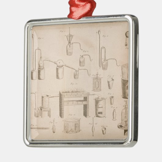 De elementen van de scheikunde" metalen ornament (Links)