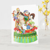 De Elf die van de kerstman Hobbelpaard bouwen Kaart (Gele Bloem)