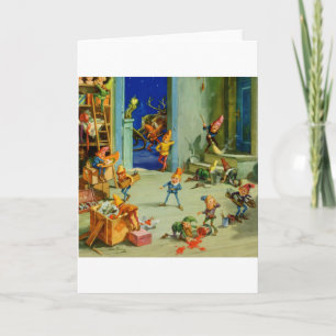 De Elf die van de kerstman in zijn Workshop van Feestdagen Kaart