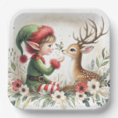 De elf en het rendier papieren bordje (Voorkant)