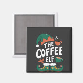 De Elf Koffie Grappig Kerst Elf Coffeïne Liefhebbe Magneet (Voorkant / Achterkant)