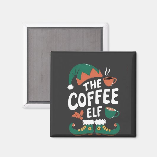 De Elf Koffie Grappig Kerst Elf Coffeïne Liefhebbe Magneet (Voorkant / Achterkant)